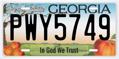 GA license plate PWY5749
