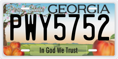 GA license plate PWY5752