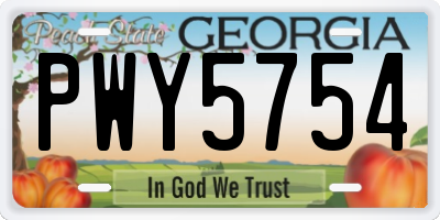 GA license plate PWY5754
