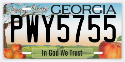 GA license plate PWY5755