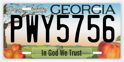GA license plate PWY5756