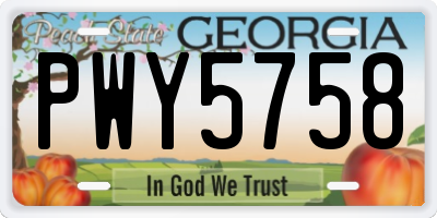 GA license plate PWY5758