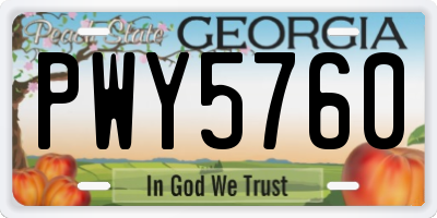 GA license plate PWY5760