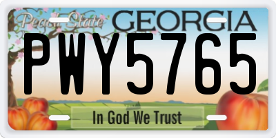 GA license plate PWY5765