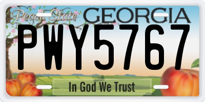 GA license plate PWY5767