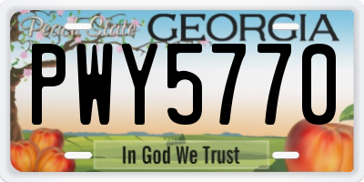 GA license plate PWY5770