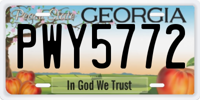 GA license plate PWY5772