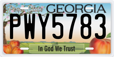 GA license plate PWY5783
