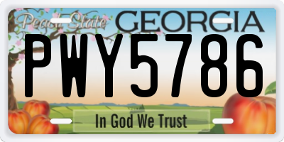 GA license plate PWY5786