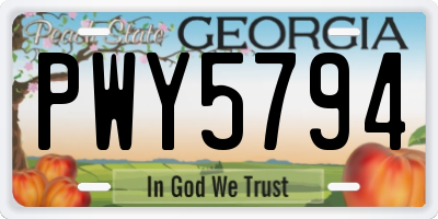 GA license plate PWY5794