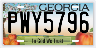 GA license plate PWY5796