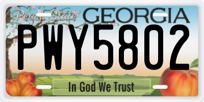 GA license plate PWY5802