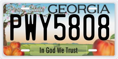 GA license plate PWY5808