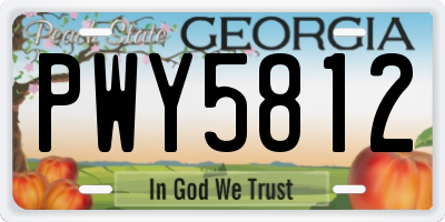 GA license plate PWY5812