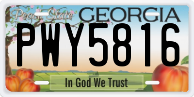 GA license plate PWY5816