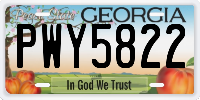 GA license plate PWY5822