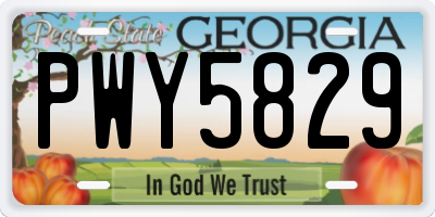 GA license plate PWY5829