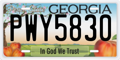 GA license plate PWY5830