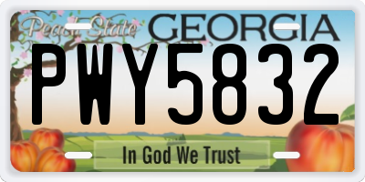 GA license plate PWY5832