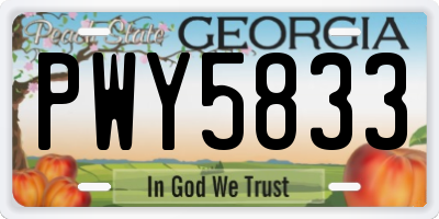 GA license plate PWY5833