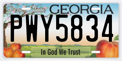 GA license plate PWY5834