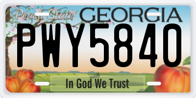 GA license plate PWY5840