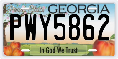 GA license plate PWY5862