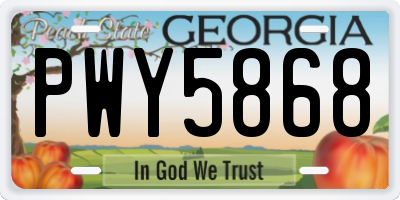 GA license plate PWY5868