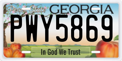 GA license plate PWY5869