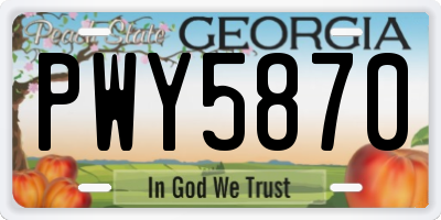 GA license plate PWY5870