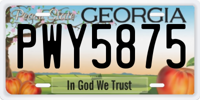 GA license plate PWY5875