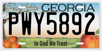 GA license plate PWY5892