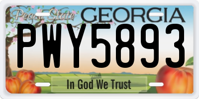 GA license plate PWY5893