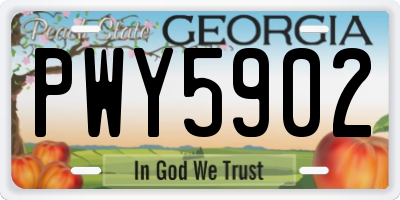 GA license plate PWY5902
