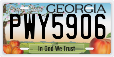 GA license plate PWY5906