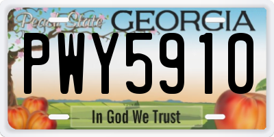 GA license plate PWY5910