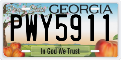 GA license plate PWY5911