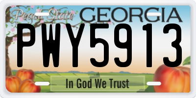 GA license plate PWY5913