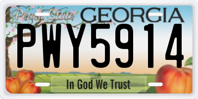 GA license plate PWY5914