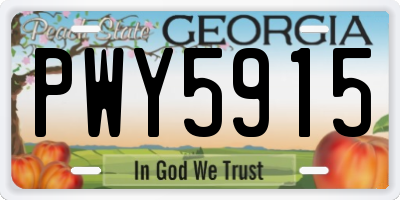 GA license plate PWY5915