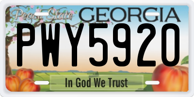 GA license plate PWY5920