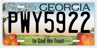 GA license plate PWY5922