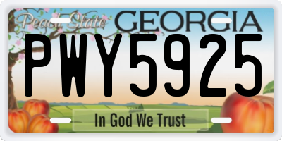 GA license plate PWY5925