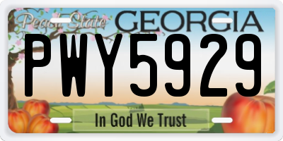 GA license plate PWY5929