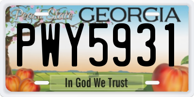 GA license plate PWY5931