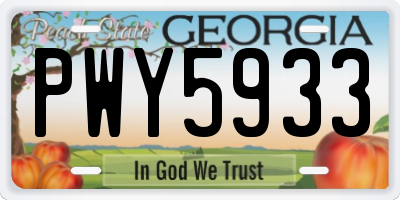 GA license plate PWY5933
