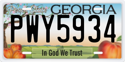 GA license plate PWY5934