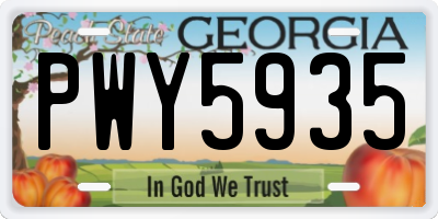 GA license plate PWY5935