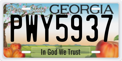 GA license plate PWY5937