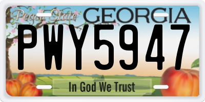 GA license plate PWY5947